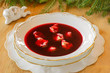 Polish Christmas red borscht with dumplings