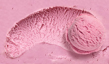 Strawberry  Ice Cream Scoop On Spooned Ice Cream Background  