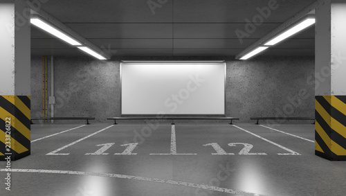 Fotomural Blank horizontal big poster on the multi-storey underground parking