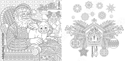 Christmas Coloring Pages With Santa Claus Buy This Stock