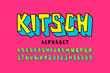 Kitch style font, pop art alphabet letters and numbers