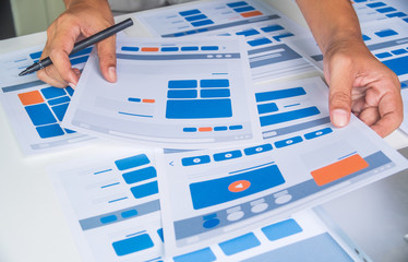 website designer creative planning application developer development draft sketch drawing template l