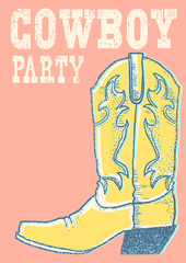 Sticker - Cowboy boot.Vector hand drawn graphic illustration