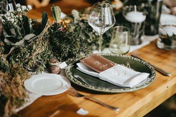 table with wedding decorations