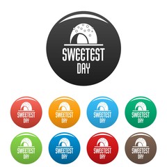 Poster - Candy sweet day icons set 9 color vector isolated on white for any design