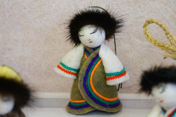 Doll in Russian folk costume for sale in Altai,Russia.