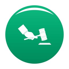 Sticker - Gavel in hand icon. Simple illustration of gavel in hand vector icon for any design green