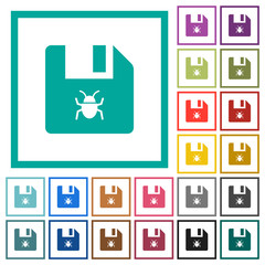 Poster - Infected file flat color icons with quadrant frames