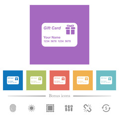 Poster - Gift card with name and numbers flat white icons in square backgrounds