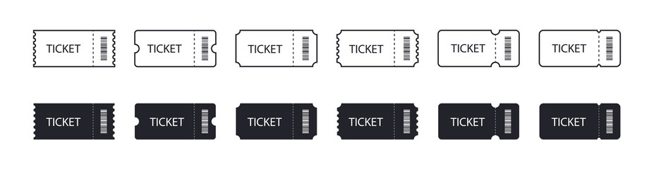 Wall Mural - set of ticket icons. line and flat design