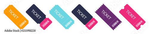 Fotomural Set of colorful ticket. Blank Template Tickets