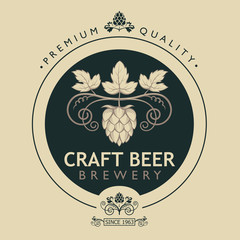 illustration of label for craft beer in retro style