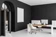 © ImageFlow - Black manager office with poster and door