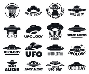 ufo flying logo set. simple set of ufo flying vector logo for web design on white background