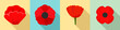 Poppy flowers icon set. Flat set of poppy flowers vector icons for web design