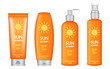 Sunscreen icon set. Realistic set of sunscreen vector icons for web design isolated on white background
