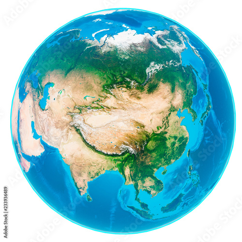 3d illustration of our planet earth without and without clouds isolated on white background scenic view of asia from space elements of this image furnished by nasa buy this stock illustration