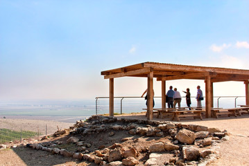 an observation deck with a tour group