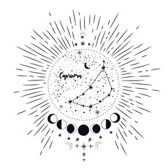 Wall Mural - vintage retro vintage style engraving. horoscope , constellation , zodiac , space, star, vector illu