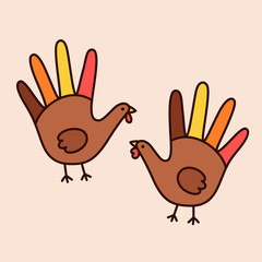 Wall Mural - Thanksgivings hand turkey