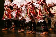 Young Serbian Dancers In Traditional Costume. Folklore Of Serbia