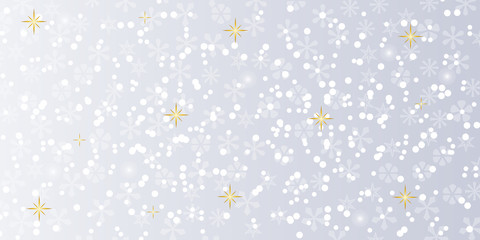 Falling white snow on  silver background. Christmas background. Winter pattern with snowflakes and snowfall. Vector illustration.