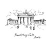 Hand drawn Brandenburg Gate. Berlin landmark, Germany. Vector illustration. Sketch. Vector.
