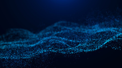 Fototapete - Wave of particles. Abstract particle. Data visualization. Abstract digital background. 4k rendering.