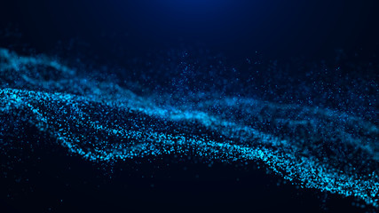 Fototapete - Wave of particles. Abstract particle. Data visualization. Abstract digital background. 4k rendering.