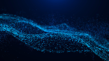 Fototapete - Wave of particles. Abstract particle. Data visualization. Abstract digital background. 4k rendering.