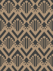 Wall Mural - Vector damask seamless retro pattern background rhomb geometry check stitch cross frame line