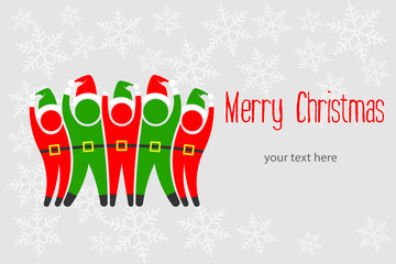 Wall Mural - christmas elves greeting card