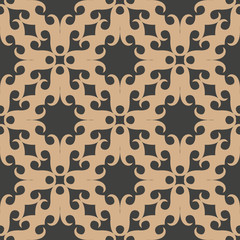 Canvas Print - Vector damask seamless retro pattern background spiral curve cross geometry frame kaleidoscope