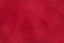 Dark Red Matte Background Of Suede Fabric, Closeup.