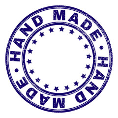 Wall Mural - hand made stamp seal watermark with grunge style. designed with circles and stars. blue vector rubbe