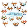 Christmas Decor Reindeer Faces Clipart Cute baby deer clip art Vector File