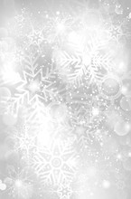 Abstract Silver Christmas Background With Shiny Snowflakes