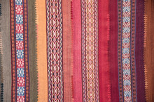 Close Up Of Traditional Andean Textile Designs. Arequipa, Peru