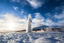 Geysir Or Sometimes Known As The Great Geysir Which Is A Geyser In Golden Circle Southwestern Iceland