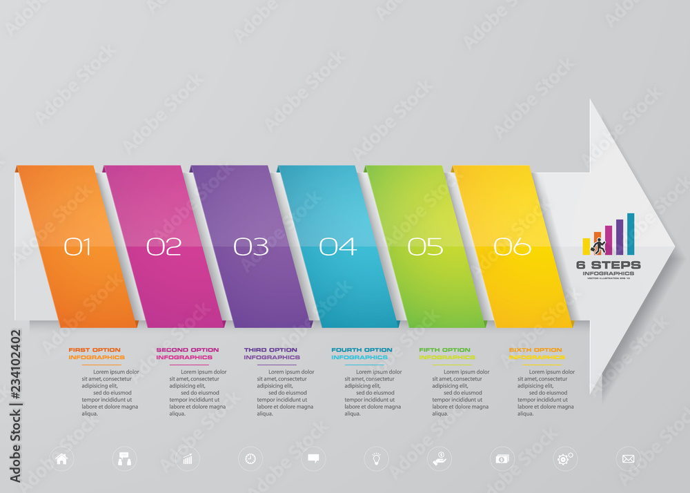 Vector de Stock 6 steps Infographics element arrow template chart for ...