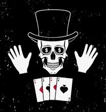 Skull In A Top Hat With Cards