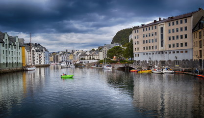 Fototapete - Travel in Norway, View on Alesund town
