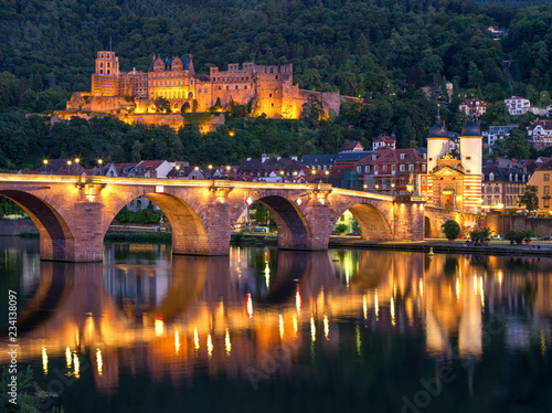 Zdjęcie XXL Heidelberg Stary most i zamek w godzinach wieczornych