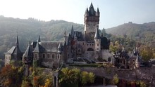 Cochem Castle (Germany) And Mosel River Aerial View.