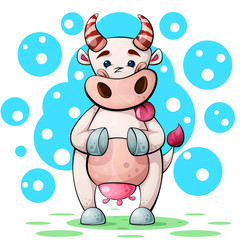 Wall Mural - Cute, funny, pretty cow characters with heart