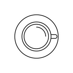 Wall Mural - Coffee cup top view outline icon. linear style sign for mobile concept and web design. Tea cup and saucer simple line vector icon. Symbol, logo illustration. Pixel perfect vector graphics