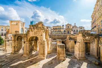 Ancient Roman Amphitheatre in Lecce, Puglia region, southern Italy