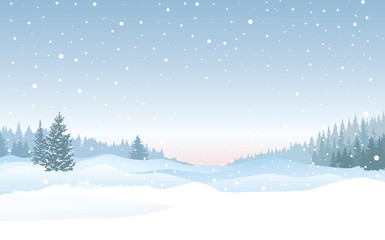 christmas snowfall background. snow winter landscape. merry christmas skyline.