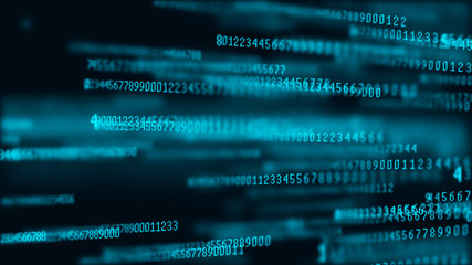Wall Mural - digital background matrix. data packets. binary computer code. hacker concept. 3d rendering