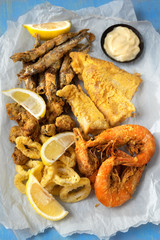 Wall Mural - rustic italian fried seafood fritto misto